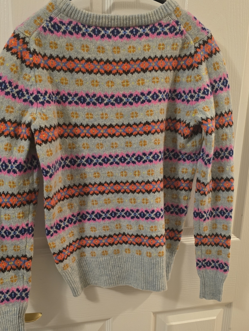 J.Crew Lambswool Fair Isle Crewneck Sweater in the light blue/multicolor XS - Picture 4 of 4